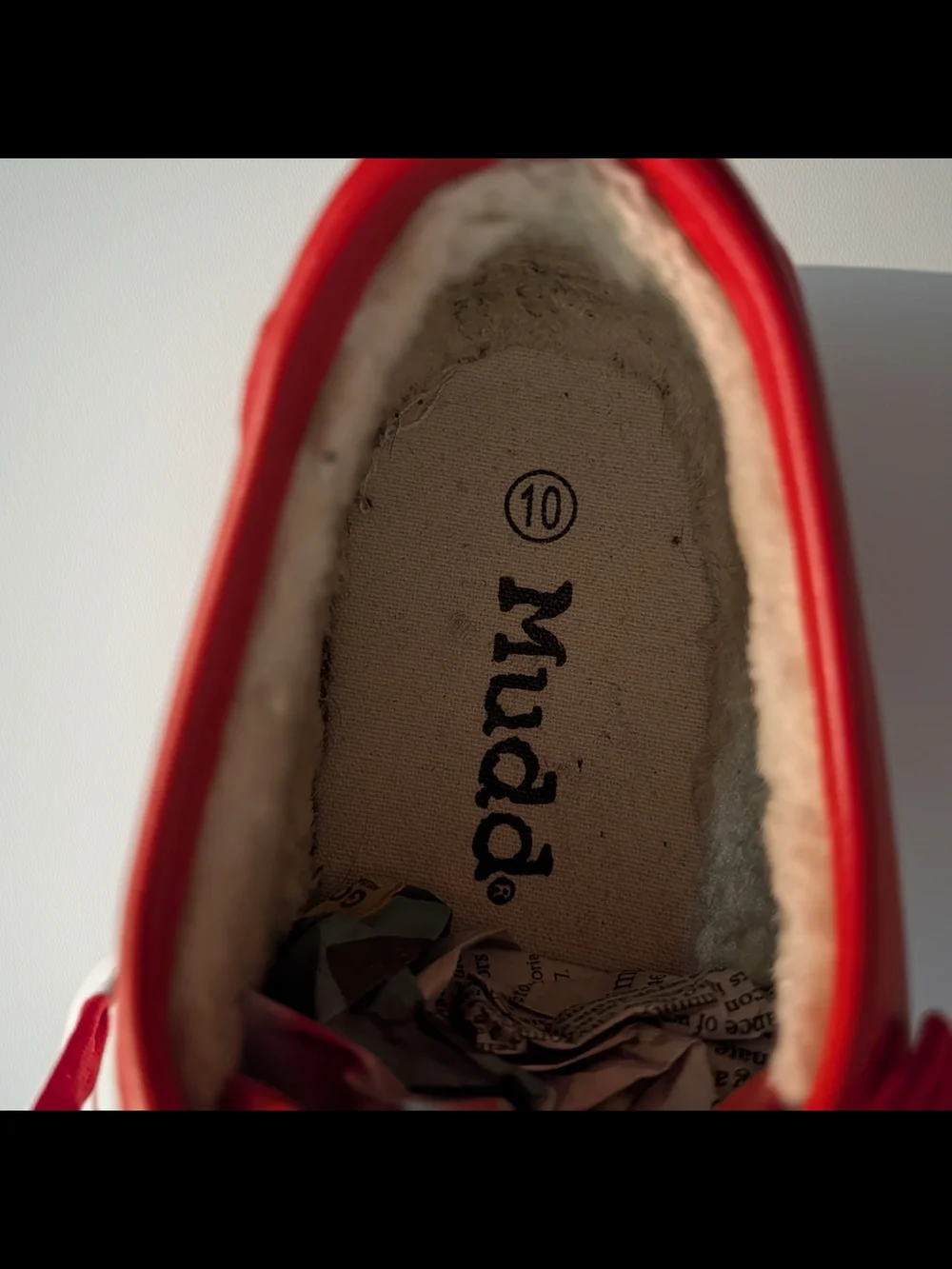 Mudd Red Leather Fur Lined Lace-Up Low-Top Sneaker Size 10 - Picture 6 of 8